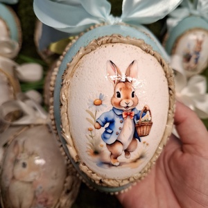 Húsvéti tojásdísz, Otthon & Életmód, Dekoráció, Asztal és polc dekoráció, Asztaldísz, Decoupage, transzfer és szalvétatechnika, MESKA