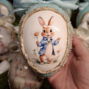 Húsvéti tojásdísz, Otthon & Életmód, Dekoráció, Asztal és polc dekoráció, Asztaldísz, Decoupage, transzfer és szalvétatechnika, MESKA