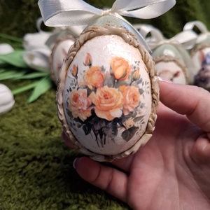 Húsvéti tojásdísz, Otthon & Életmód, Dekoráció, Asztal és polc dekoráció, Asztaldísz, Decoupage, transzfer és szalvétatechnika, MESKA