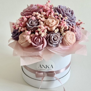 Gyertya Virág Box, Otthon & Életmód, Virágdekoráció, Virágok, Virágbox, Gyertya-, mécseskészítés, MESKA