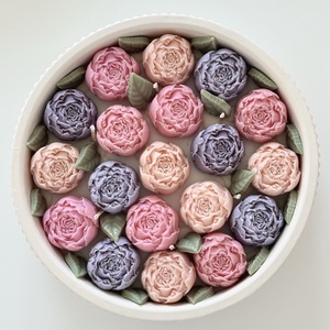 Gyertya Virágoskert Kerámia Tálban - otthon & életmód - gyertya, illat, aroma - gyertya - Meska.hu