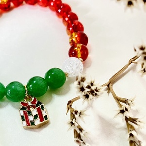 Karácsonyi ásvány karkötő  - ékszer - karkötő - gyöngyös karkötő - Meska.hu