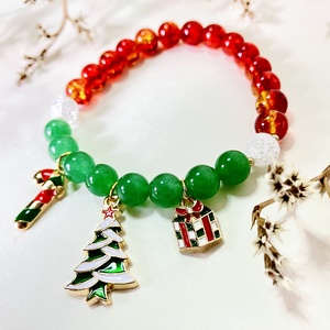 Karácsonyi ásvány karkötő  - ékszer - karkötő - gyöngyös karkötő - Meska.hu