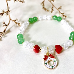 Karácsonyi ásvány karkötő  - ékszer - karkötő - gyöngyös karkötő - Meska.hu