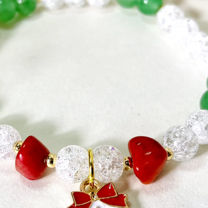 Karácsonyi ásvány karkötő  - ékszer - karkötő - gyöngyös karkötő - Meska.hu