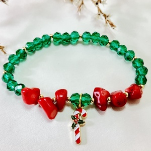 Karácsonyi ásvány karkötő charm-mal  - Meska.hu