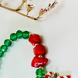 Karácsonyi ásvány karkötő charm-mal  - ékszer - karkötő - charm karkötő - Meska.hu