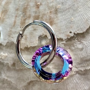 Lila Üveg kristály hollow karika függős acél fülbevaló  - ékszer - fülbevaló - lógós kerek fülbevaló - Meska.hu Lila Üveg kristály hollow karika függős acél fülbevaló  - ékszer - fülbevaló - lógós kerek fülbevaló - Meska.hu