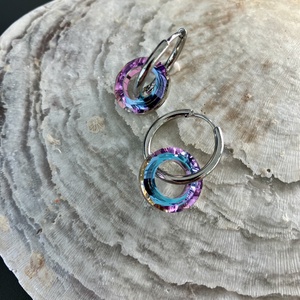 Lila Üveg kristály hollow karika függős acél fülbevaló  - ékszer - fülbevaló - lógós kerek fülbevaló - Meska.hu Lila Üveg kristály hollow karika függős acél fülbevaló  - ékszer - fülbevaló - lógós kerek fülbevaló - Meska.hu