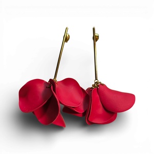 Veilora fülbevaló Piros, Ékszer, Fülbevaló, Lógó fülbevaló, Ékszerkészítés, Gyurma, MESKA