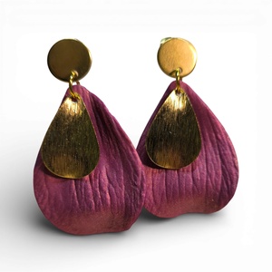 Spirit of the Leaves fülbevaló Bordó, Ékszer, Fülbevaló, Lógó fülbevaló, Ékszerkészítés, Gyurma, MESKA