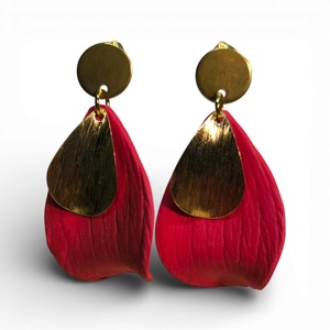 Spirit of the Leaves fülbevaló Piros, Ékszer, Fülbevaló, Lógó fülbevaló, Ékszerkészítés, Gyurma, MESKA