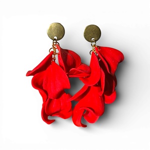 Velvet Symphony fülbevaló Indián Piros, Ékszer, Fülbevaló, Lógó fülbevaló, Ékszerkészítés, Gyurma, MESKA
