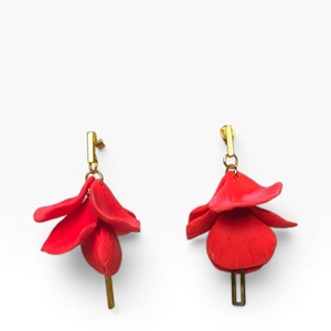 Lyra Noir fülbevaló Indián Piros, Ékszer, Fülbevaló, Lógó fülbevaló, Ékszerkészítés, Gyurma, MESKA