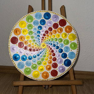 Csakra harmonizáló spirál kerek, fehér alapon, 30cm, Művészet, Festmény, Akril, Festészet, MESKA