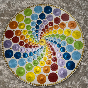 Csakra harmonizáló spirál kerek, fehér alapon, 30cm - művészet - festmény - akril - Meska.hu