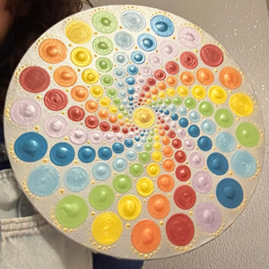 Csakra harmonizáló spirál kerek, ezüst alapon, 30cm - művészet - festmény - akril - Meska.hu