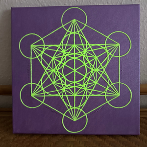 Sötétben világító Metatron kocka lila alapon 33x33cm, Művészet, Festmény, Akril, , MESKA