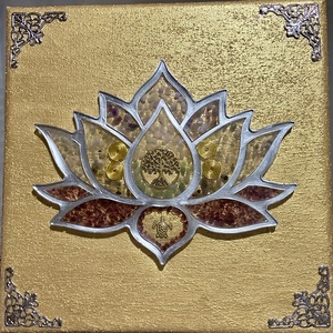 20x20cm arany lótusz, Művészet, Festmény, Akril, Festészet, MESKA