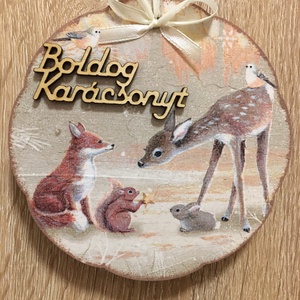 Erdei állatok karácsonyi ajtódísz - karácsony - karácsonyi lakásdekoráció - karácsonyi lakásdíszek - Meska.hu