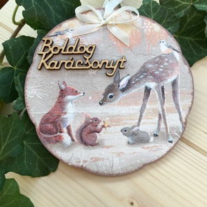 Erdei állatok karácsonyi ajtódísz - karácsony - karácsonyi lakásdekoráció - karácsonyi lakásdíszek - Meska.hu