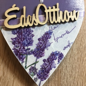 Levendulás ajtótábla Édes Otthon felirattal - otthon & életmód - dekoráció - ajtó- és ablak dekoráció - ajtótábla - Meska.hu