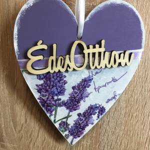 Levendulás ajtótábla Édes Otthon felirattal - Meska.hu