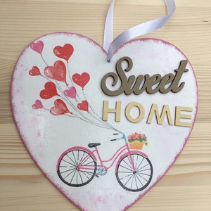 Biciklis ajtókopogtató Sweet Home felirattal  - Meska.hu