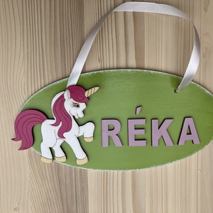 Névtábla lányoknak unikornissal - otthon & életmód - babaszoba, gyerekszoba - gyerek névtábla - Meska.hu