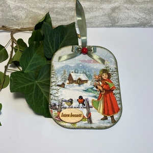 Karácsonyi ajtódísz havas táj - karácsony - karácsonyi lakásdekoráció - karácsonyi ajtódíszek - Meska.hu