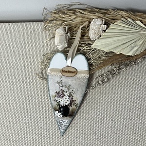 Tavaszi virágos ajtódísz, Otthon & Életmód, Dekoráció, Fali és függő dekoráció, Függődísz, Decoupage, transzfer és szalvétatechnika, Festett tárgyak, MESKA
