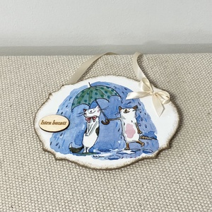 Cicás ajtókopogtató, Otthon & Életmód, Dekoráció, Ajtó- és ablak dekoráció, Ajtódísz & Kopogtató, Decoupage, transzfer és szalvétatechnika, MESKA
