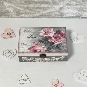 Rózsás pénzátadó doboz esküvőre, Esküvő, Emlék & Ajándék, Doboz, Decoupage, transzfer és szalvétatechnika, Festett tárgyak, MESKA