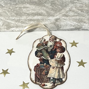 Karácsonyi ajtódísz, Karácsony, Karácsonyi lakásdekoráció, Karácsonyi ajtódíszek, Decoupage, transzfer és szalvétatechnika, MESKA