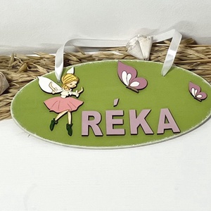 Tündéres névtábla lányoknak, Otthon & Életmód, Babaszoba, gyerekszoba, Gyerek névtábla, Festett tárgyak, MESKA