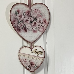 Rózsás anyák napi szív, Otthon & Életmód, Dekoráció, Kép & Falikép, Táblakép, Decoupage, transzfer és szalvétatechnika, Festett tárgyak, MESKA