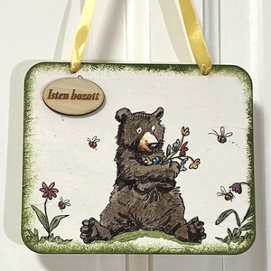 Medvés ajtókopogtató, Otthon & Életmód, Dekoráció, Ajtó- és ablak dekoráció, Ajtódísz & Kopogtató, Decoupage, transzfer és szalvétatechnika, MESKA