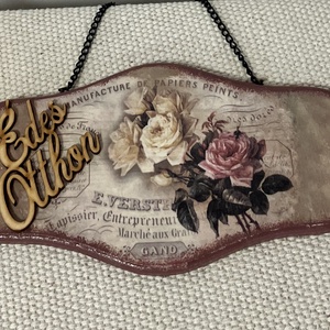 Rózsás ajtókopogtató , Otthon & Életmód, Dekoráció, Ajtó- és ablak dekoráció, Ajtódísz & Kopogtató, Decoupage, transzfer és szalvétatechnika, Festett tárgyak, MESKA