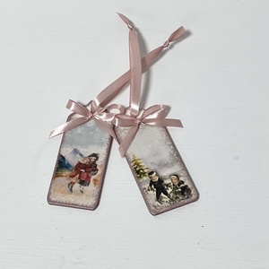 Karácsonyfadísz  rózsaszín szalaggal gyerekek, Karácsony, Karácsonyi lakásdekoráció, Karácsonyfadíszek, Decoupage, transzfer és szalvétatechnika, Festett tárgyak, MESKA