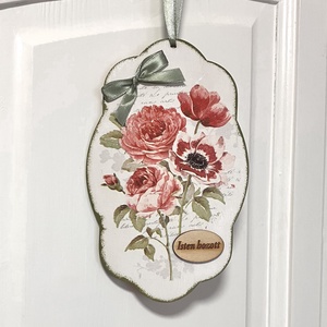 Rózsás fa ajtódísz - virágos ajtódekor - otthon & életmód - dekoráció - ajtó- és ablak dekoráció - ajtótábla - Meska.hu