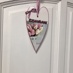 Tulipános ajtódísz- tavaszi dekoráció  ÉDESANYÁMNAK felirattal  - otthon & életmód - dekoráció - fali és függő dekoráció - függődísz - Meska.hu