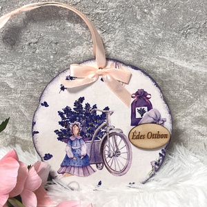 Levendulás ajtódísz  - egyedi ajtókopogtató Édes Otthon felirattal - Meska.hu