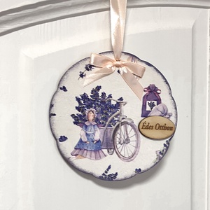 Levendulás ajtódísz  - egyedi ajtókopogtató Édes Otthon felirattal - otthon & életmód - dekoráció - ajtó- és ablak dekoráció - ajtódísz & kopogtató - Meska.hu