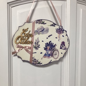 Levendulás ajtókopogtató - virágos  fa dekoráció bejárati ajtóra - otthon & életmód - dekoráció - ajtó- és ablak dekoráció - ajtódísz & kopogtató - Meska.hu