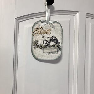 Húsvéti nyuszis ajtódísz -  tavaszi kopogtató ajtóra - ünnepi díszek, dekorációk - húsvéti díszek és dekorációk - húsvéti ajtódísz, kopogtató - Meska.hu