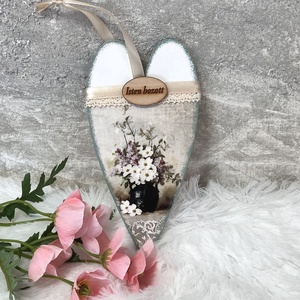 Dekupázsolt virágos ajtódísz - tavaszai kopogtató bejárati ajtóra, Otthon & Életmód, Dekoráció, Ajtó- és ablak dekoráció, Ajtódísz & Kopogtató, Decoupage, transzfer és szalvétatechnika, Festett tárgyak, MESKA