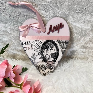 Vintage ajtódísz - falidísz Anya felirattal, Otthon & Életmód, Dekoráció, Fali és függő dekoráció, Függődísz, Decoupage, transzfer és szalvétatechnika, Festett tárgyak, MESKA