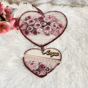 Rózsás tavaszi fa dekoráció - ajtódísz Anya felirattal, Otthon & Életmód, Dekoráció, Fali és függő dekoráció, Függődísz, Decoupage, transzfer és szalvétatechnika, Festett tárgyak, MESKA