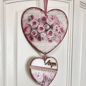 Rózsás tavaszi fa dekoráció - ajtódísz Anya felirattal - otthon & életmód - dekoráció - fali és függő dekoráció - függődísz - Meska.hu