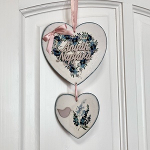 Dekupázsolt fa virágos falidísz / ajtódísz Anyák Napjára felirattal - otthon & életmód - dekoráció - kép & falikép - táblakép - Meska.hu